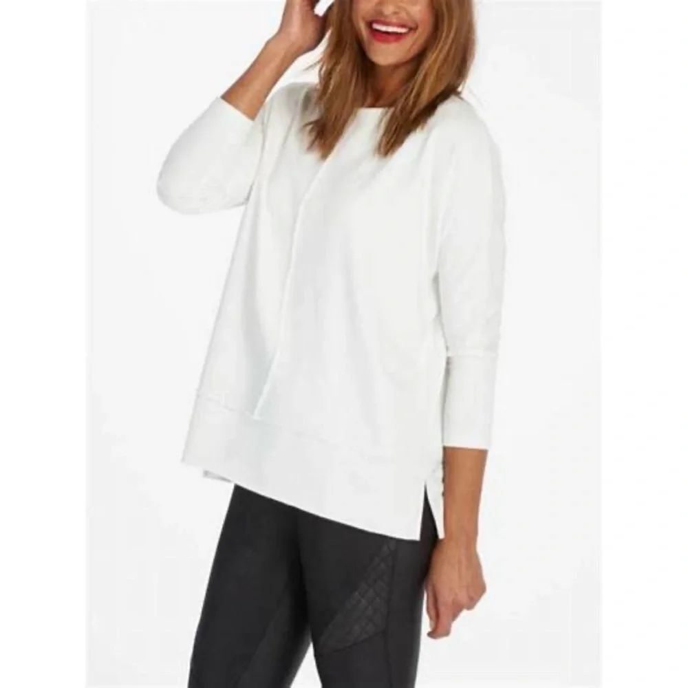 Spanx Women's White Dolman Pullover Sweater 3/4 Sleeve T-Shirt Size Large - Picture 4 of 12